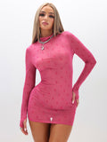 Mesh Long Sleeve Mini Dress
